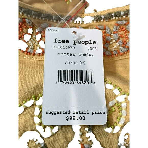 NWT Free People Nectar Halter Crop Top XS Embroidered Boho Eclectic Festival - Picture 4 of 7